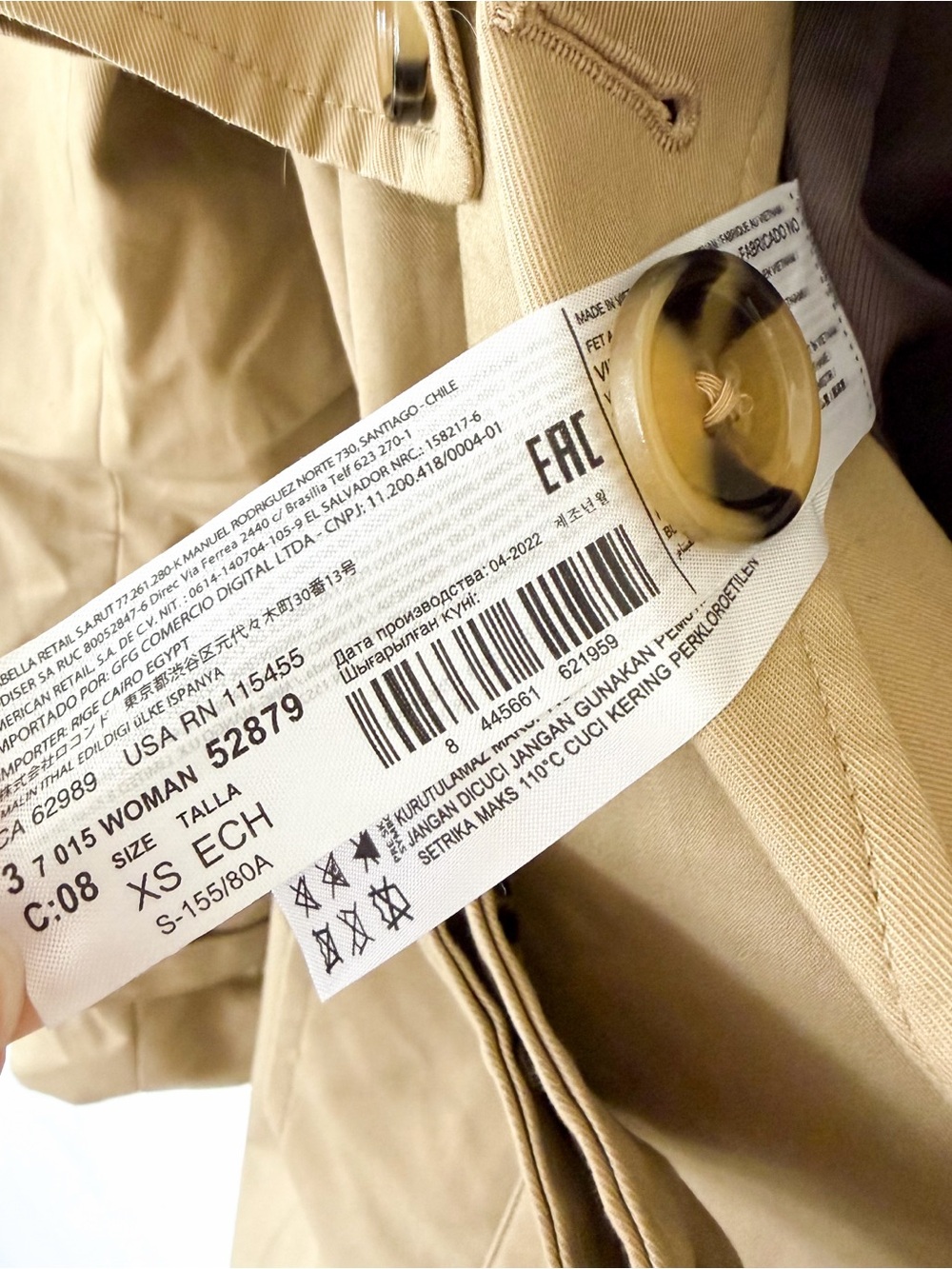 Mango Classic Double Breasted Belted Longline Trench Coat in Beige - Picture 15 of 16